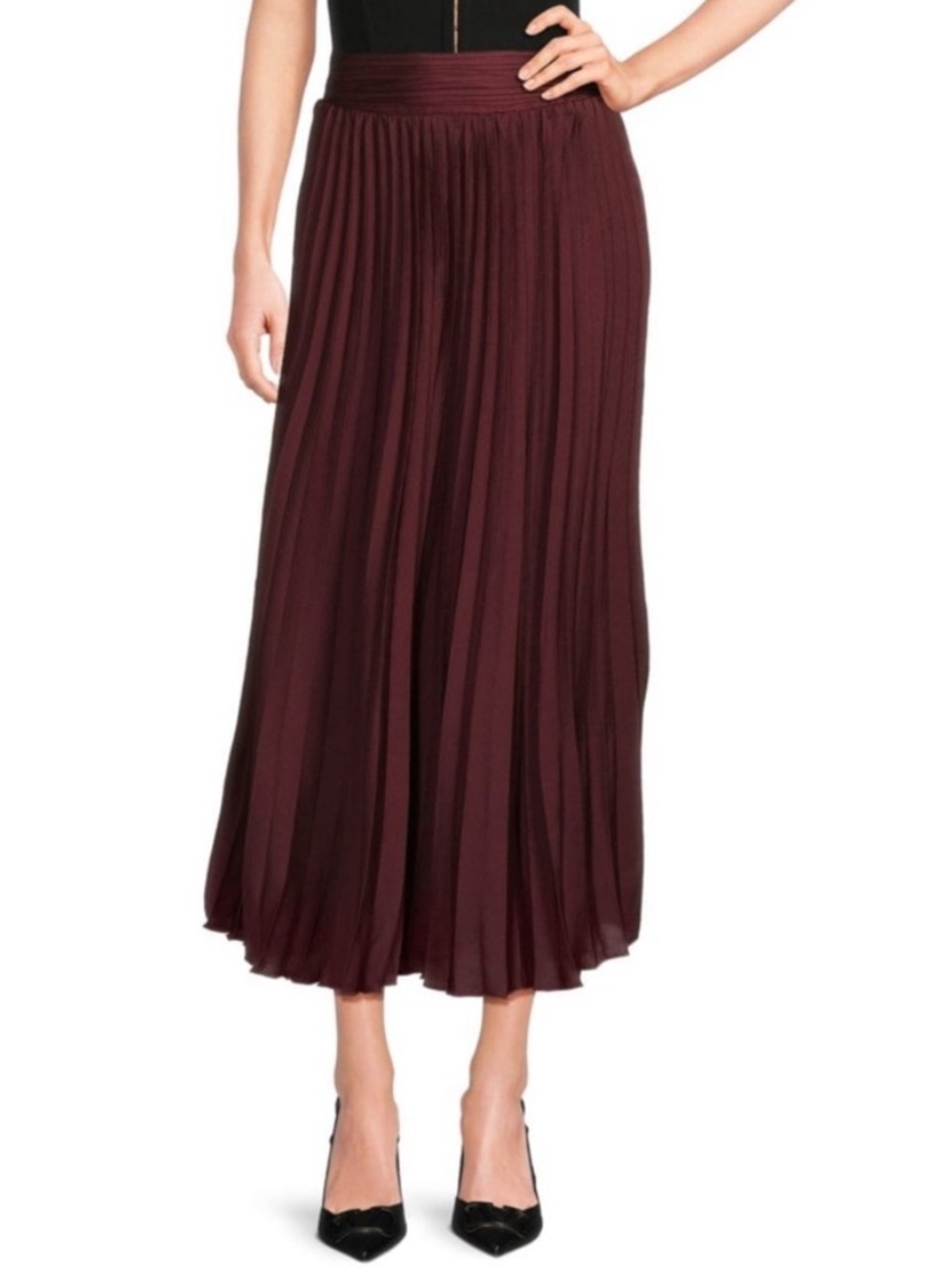 WDNY Pleated Midi Skirt